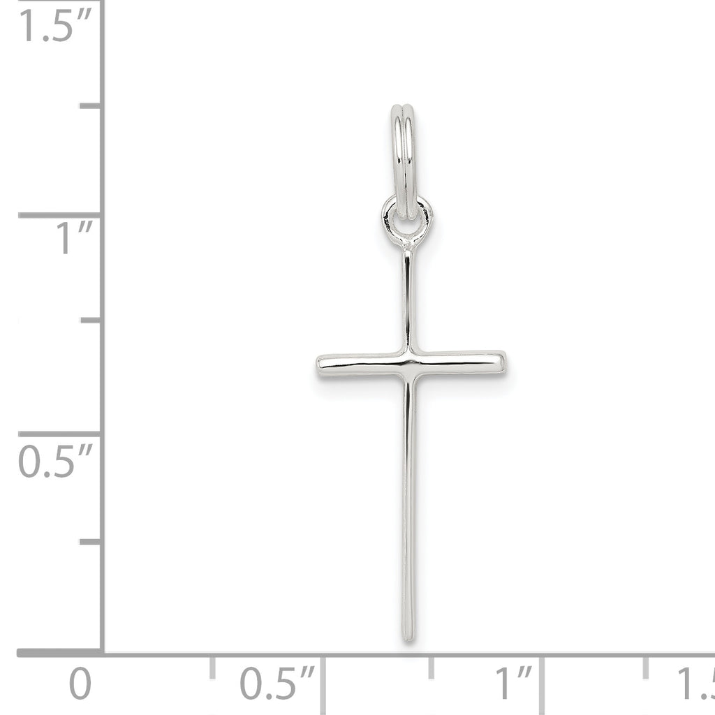 Sterling Silver 925 Polished Latin Cross Charm Elegant Cast Design
