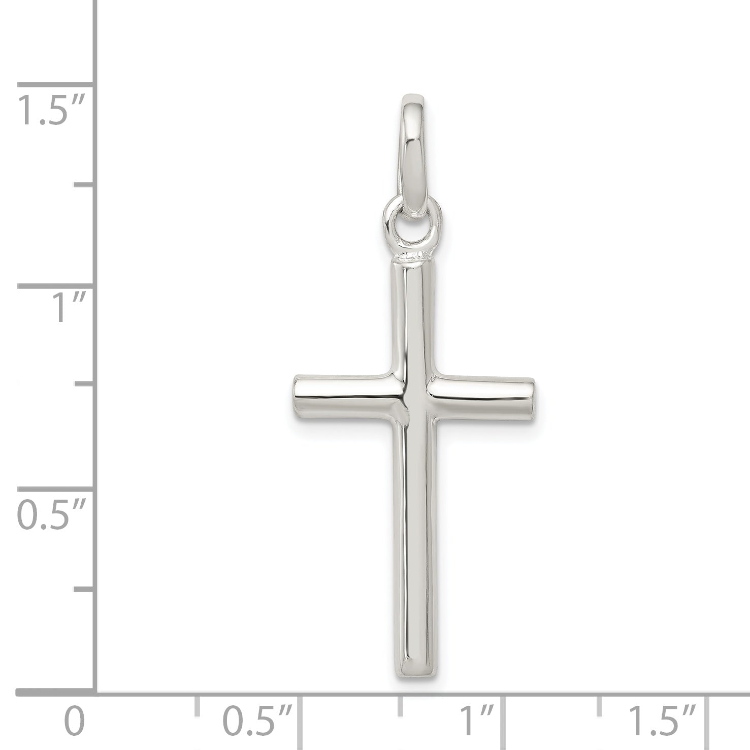 Sterling Silver 925 Polished Latin Cross Pendant Elegant and Solid Design