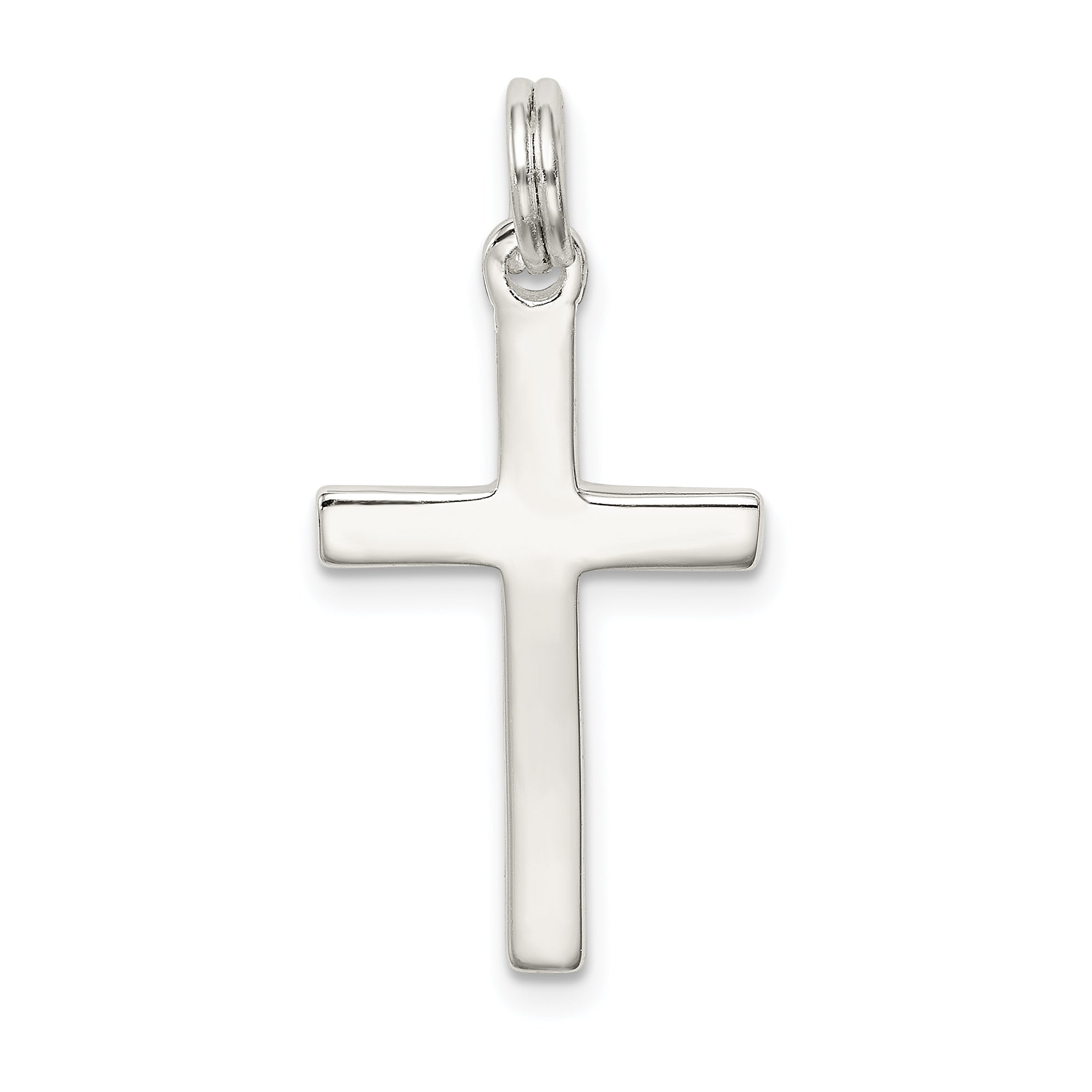Sterling Silver 925 Polished Cross Pendant Rhodium-Plated Elegant Design