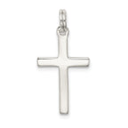 Sterling Silver 925 Polished Cross Pendant Rhodium-Plated Elegant Design