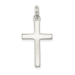 Sterling Silver 925 Polished Cross Pendant Rhodium-Plated Elegant Design