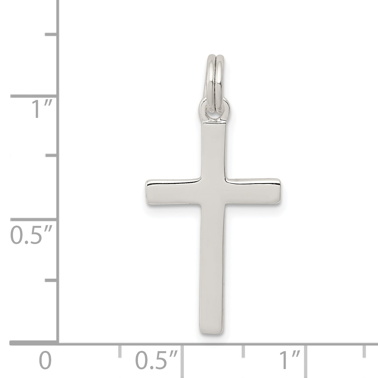Sterling Silver 925 Polished Cross Pendant Rhodium-Plated Elegant Design