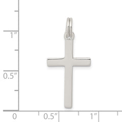 Sterling Silver 925 Polished Cross Pendant Rhodium-Plated Elegant Design