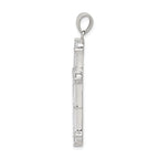 Sterling Silver 925 CZ Cross Pendant with Polished Rhodium Finish