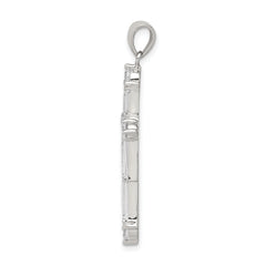 Sterling Silver 925 CZ Cross Pendant with Polished Rhodium Finish