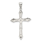Sterling Silver 925 CZ Cross Pendant with Polished Rhodium Finish