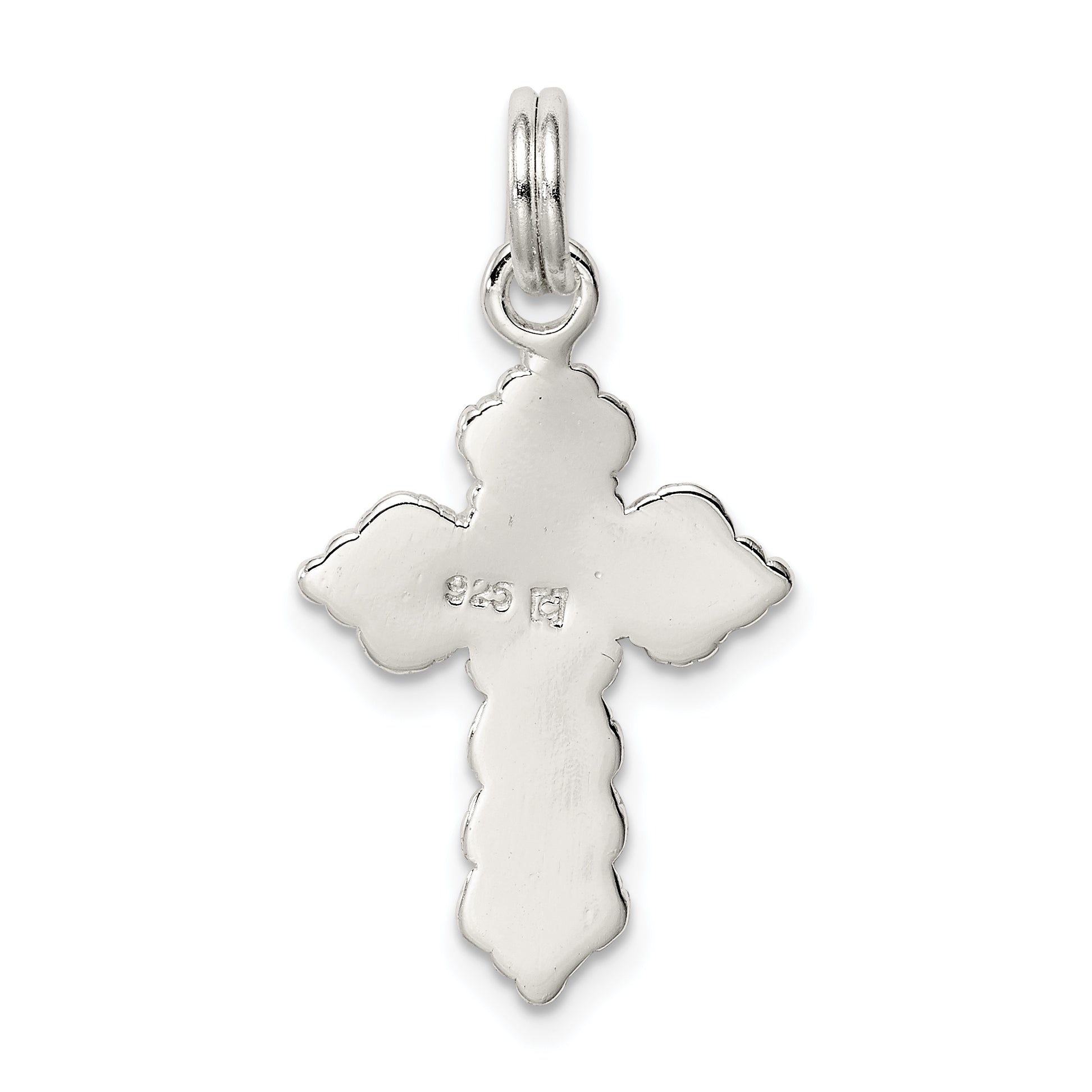 Sterling Silver 925 Cross Charm with Rhodium Polish Elegant Design