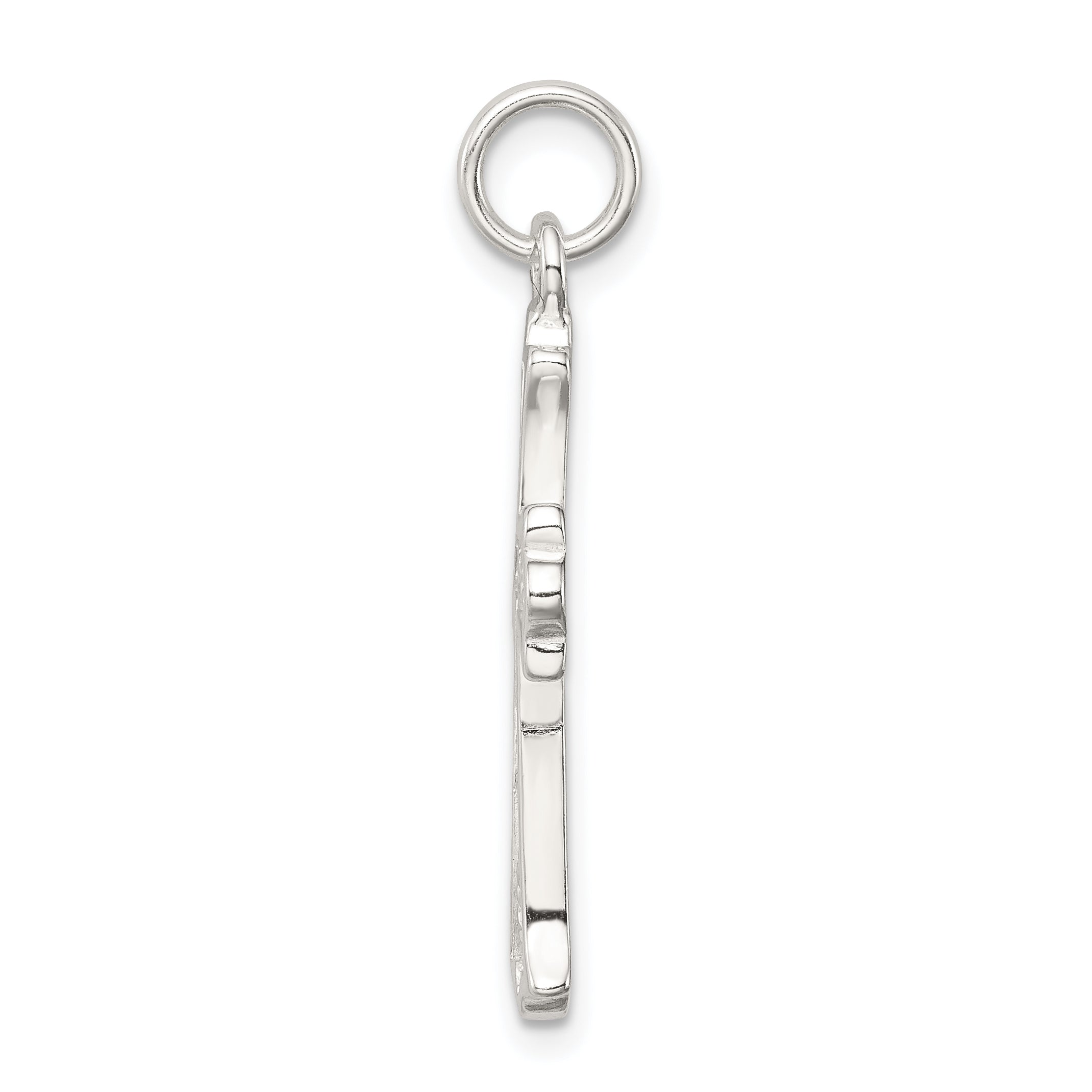 Sophia Jewelers Sterling Silver Filigree Cross Charm with Polished Rhodium Finish