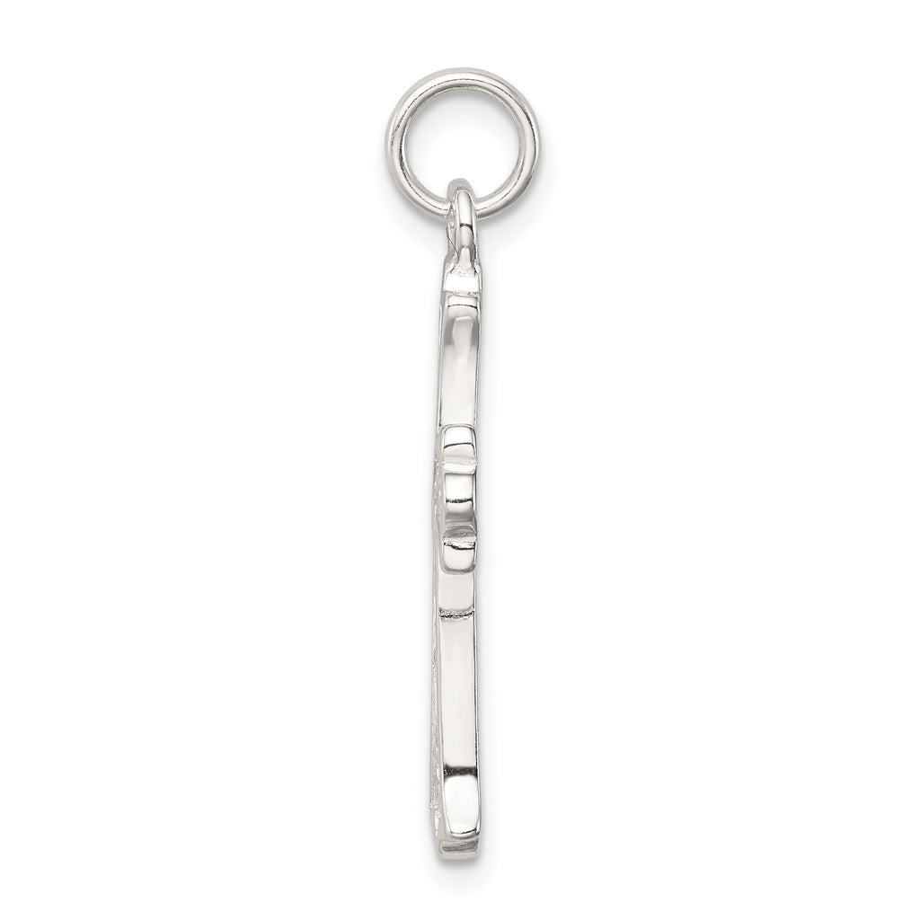 Sophia Jewelers Sterling Silver Filigree Cross Charm with Polished Rhodium Finish