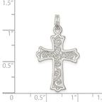 Sophia Jewelers Sterling Silver Filigree Cross Charm with Polished Rhodium Finish