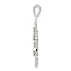 Sterling Silver 925 Purple CZ Cross Charm with Polished Finish