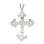 Sterling Silver 925 Purple CZ Cross Charm with Polished Finish