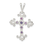 Sterling Silver Purple CZ Cross Charm
