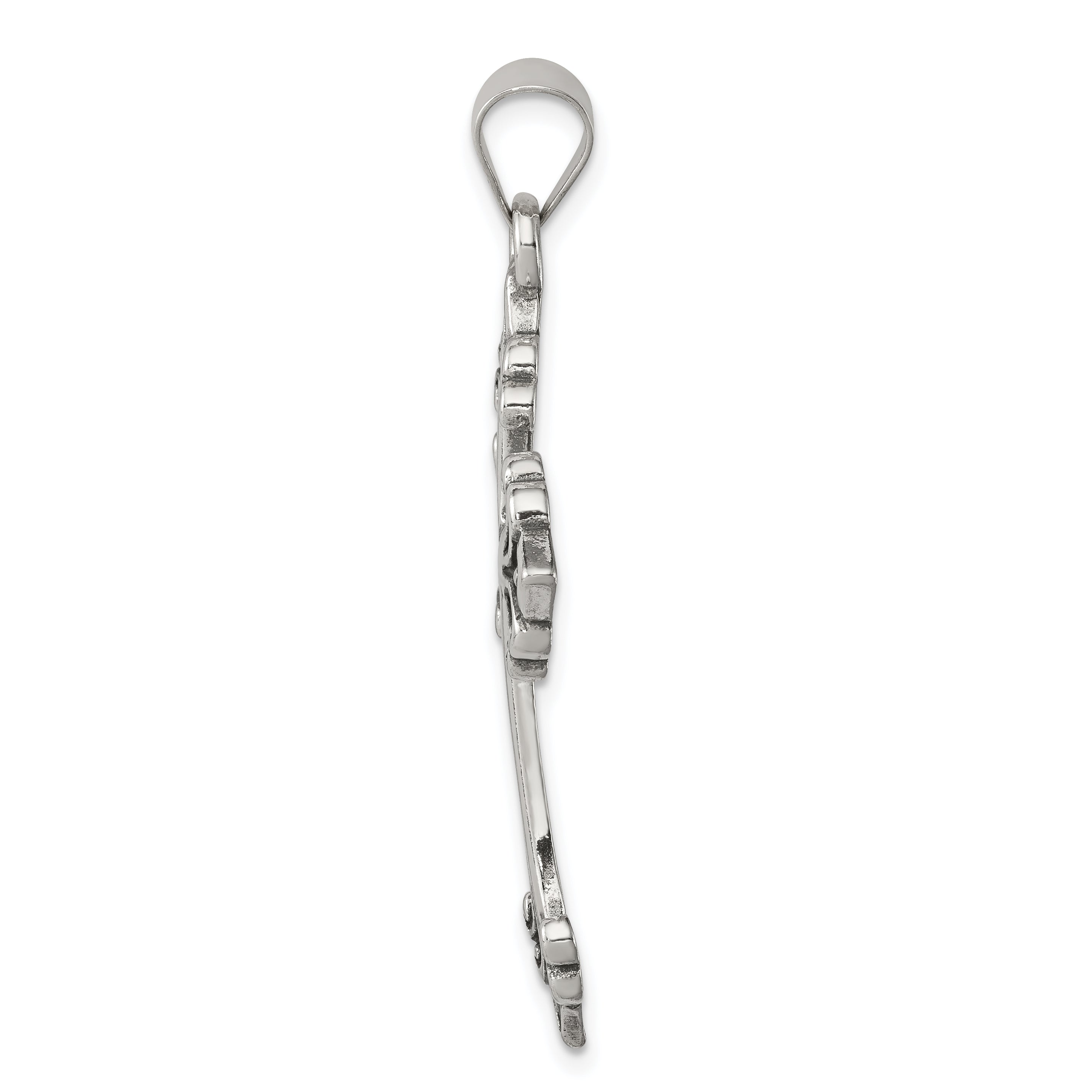 Sterling Silver 925 Fleur De Lis Cross Pendant with Polished Anti-Tarnish Finish Secondary image