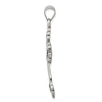 Sterling Silver 925 Fleur De Lis Cross Pendant with Polished Anti-Tarnish Finish