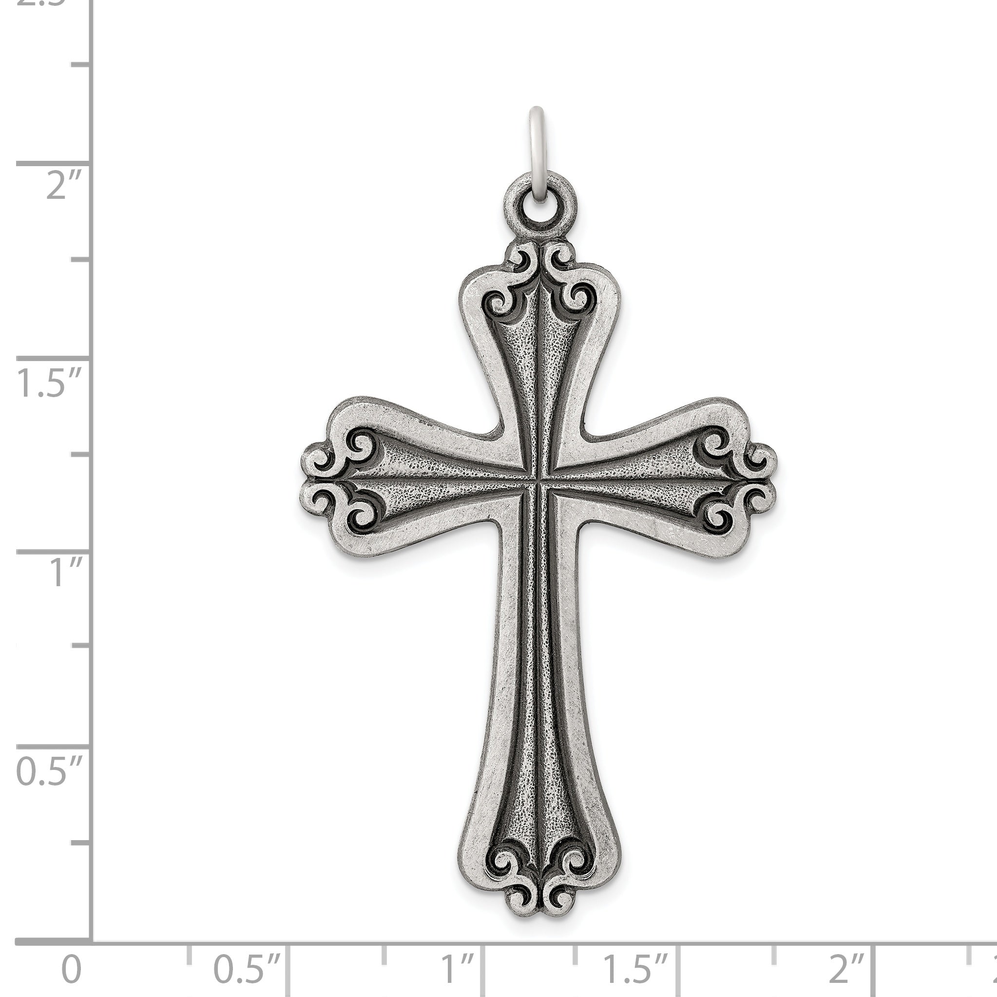 Sophia Jewelers 925 Polished Sterling Silver Antique Cross Pendant