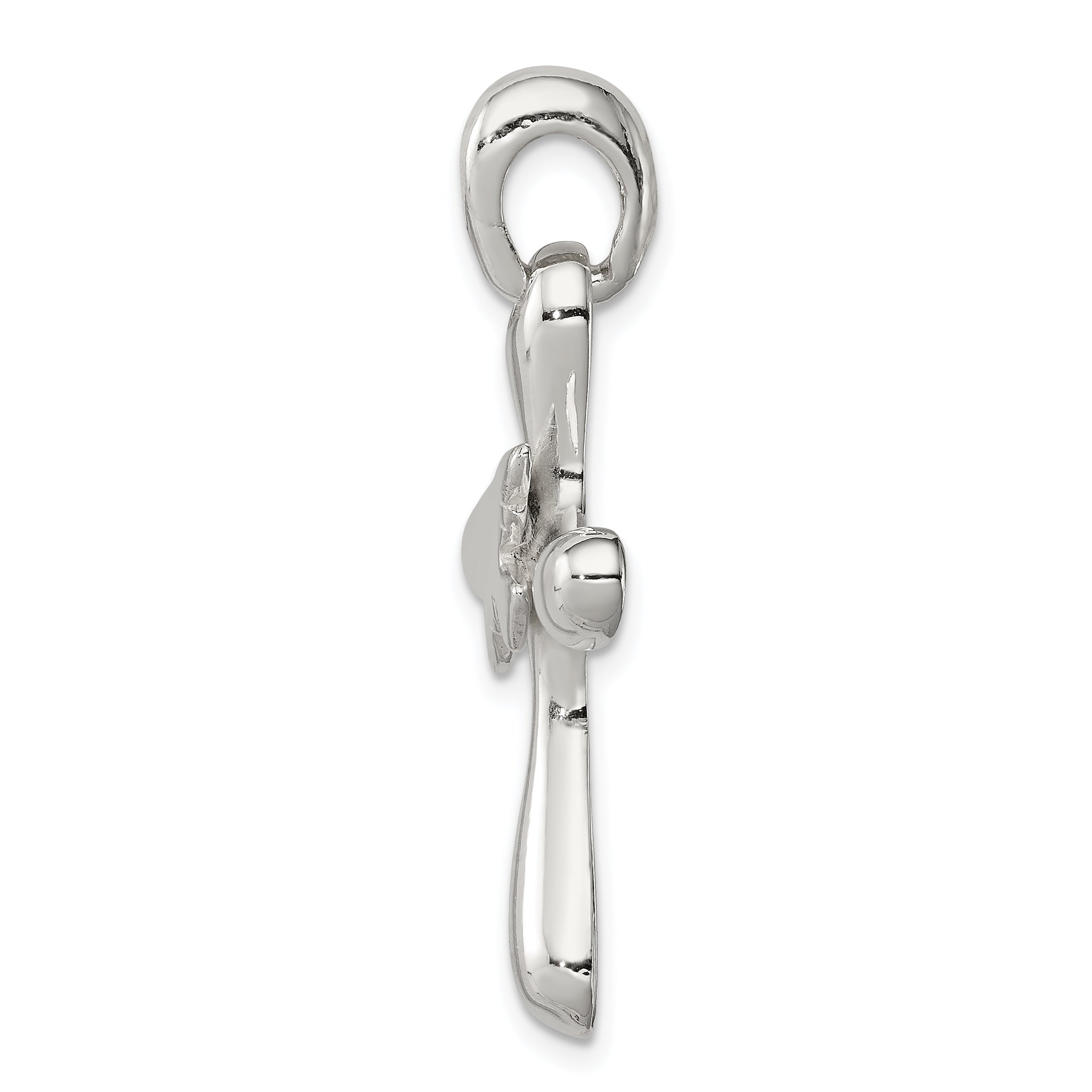 Polished Sterling Silver Dove Cross Pendant with Anti-Tarnish Finish Secondary image