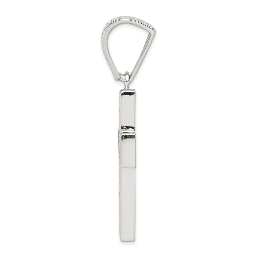 Sophia Jewelers Sterling Silver CZ Cross Pendant with Polished Rhodium Finish
