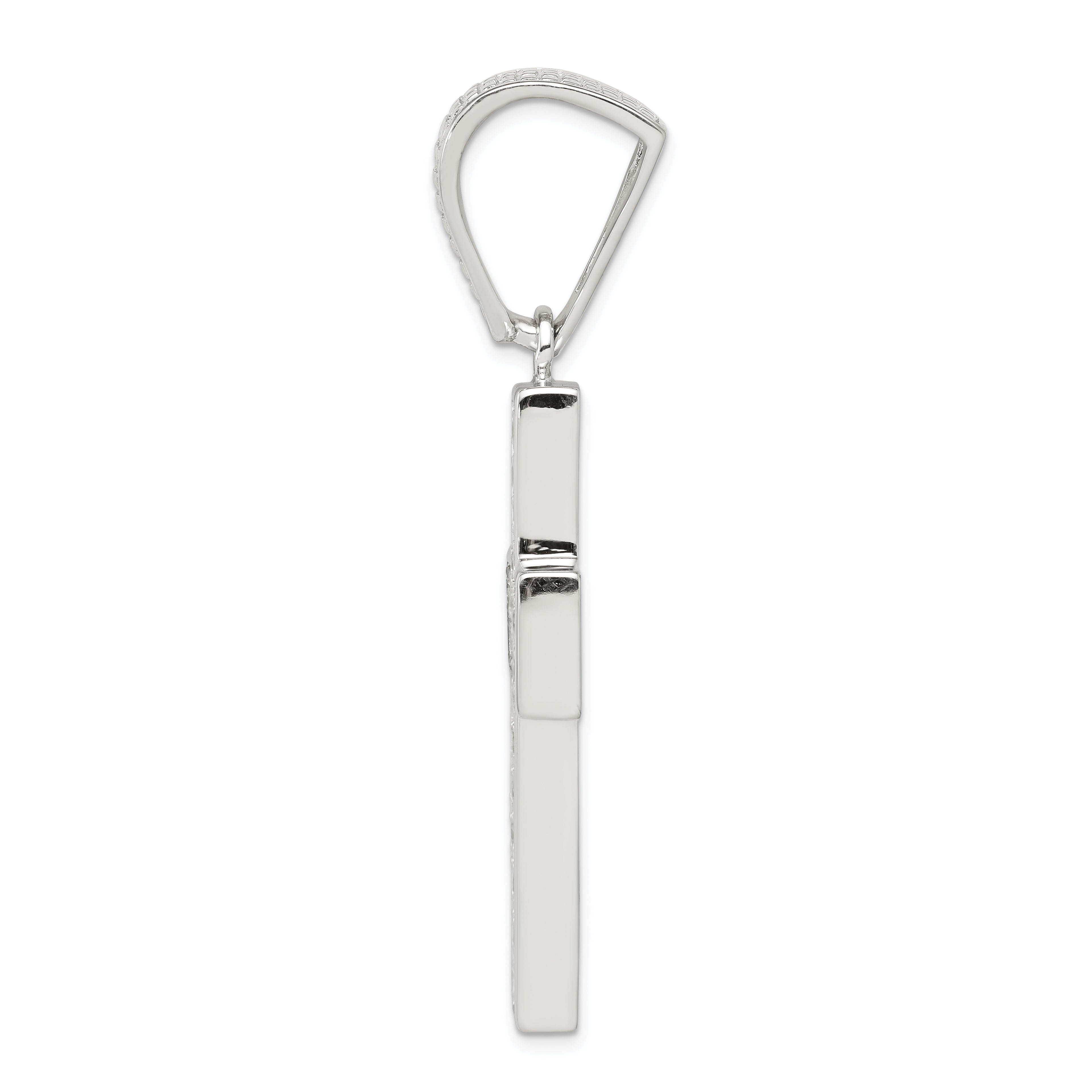 Sophia Jewelers Sterling Silver CZ Cross Pendant with Polished Rhodium Finish