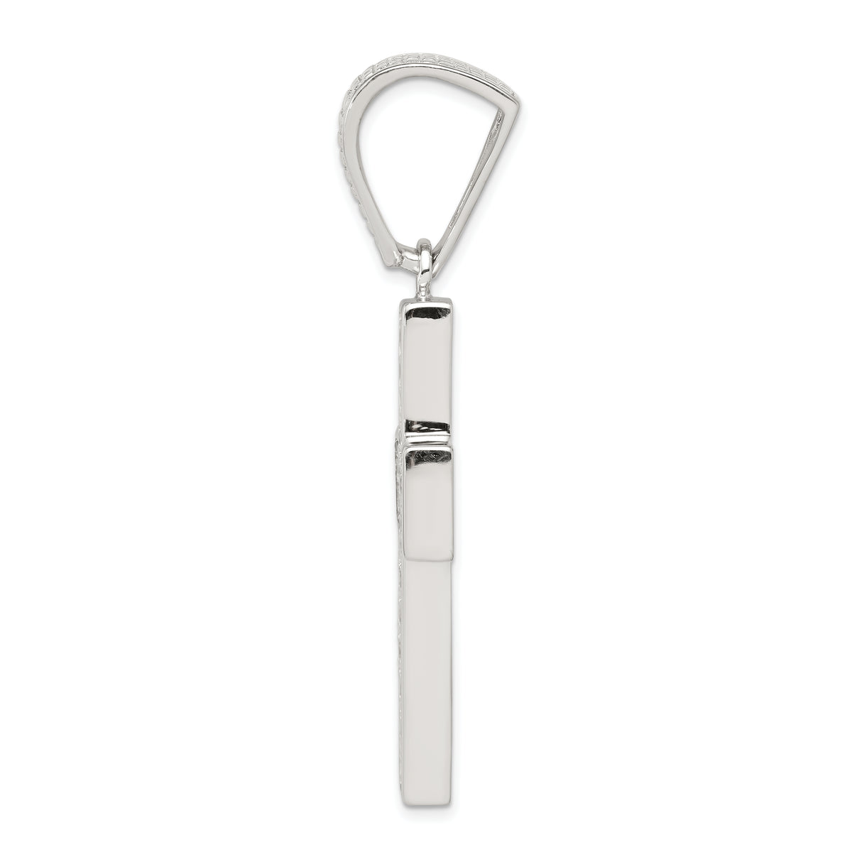 Sophia Jewelers Sterling Silver CZ Cross Pendant with Polished Rhodium Finish