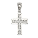 Sophia Jewelers Sterling Silver CZ Cross Pendant with Polished Rhodium Finish
