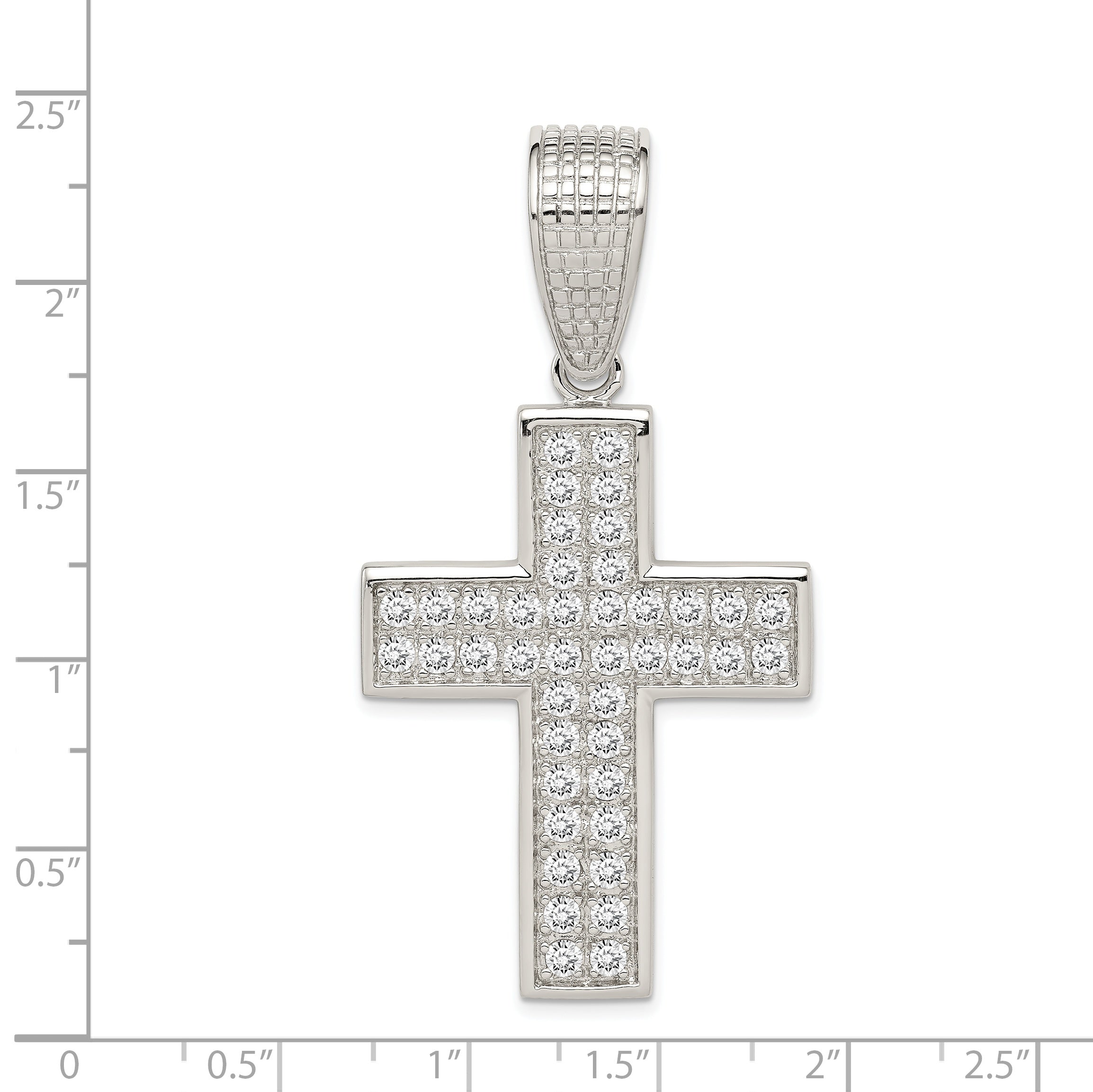 Sophia Jewelers Sterling Silver CZ Cross Pendant with Polished Rhodium Finish