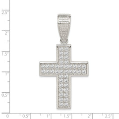 Sophia Jewelers Sterling Silver CZ Cross Pendant with Polished Rhodium Finish