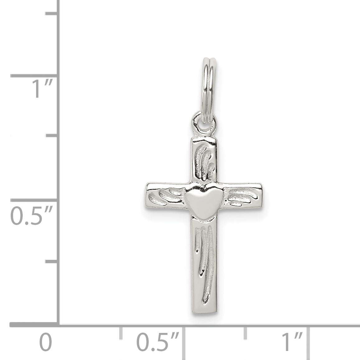Sterling Silver Rhodium-Plated Latin Cross Charm Polished Finish