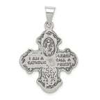 Sterling Silver 925 Antiqued 4-Way Medal Pendant Vintage Charm
