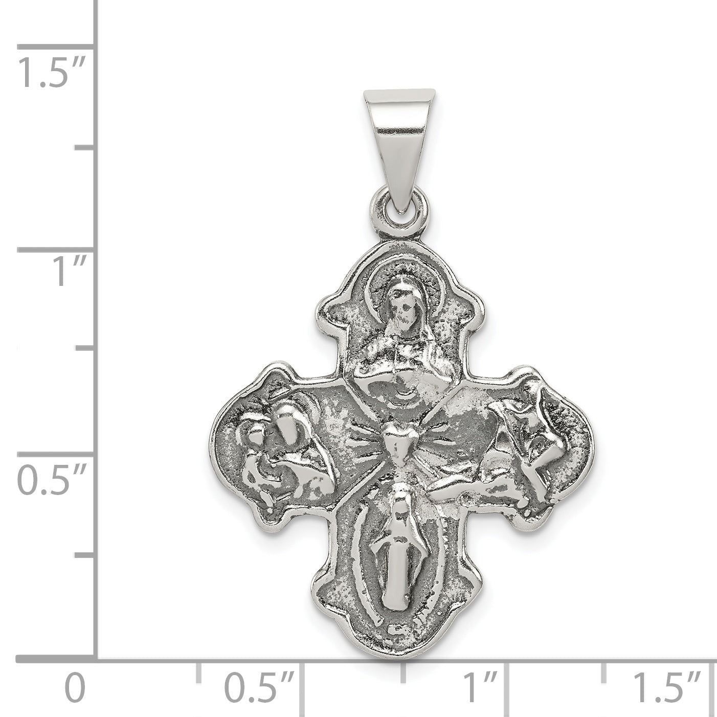 Sterling Silver 925 Antiqued 4-Way Medal Pendant Vintage Charm