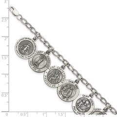 Sterling Silver 12 Saints Bracelet with Vintage Antique Design