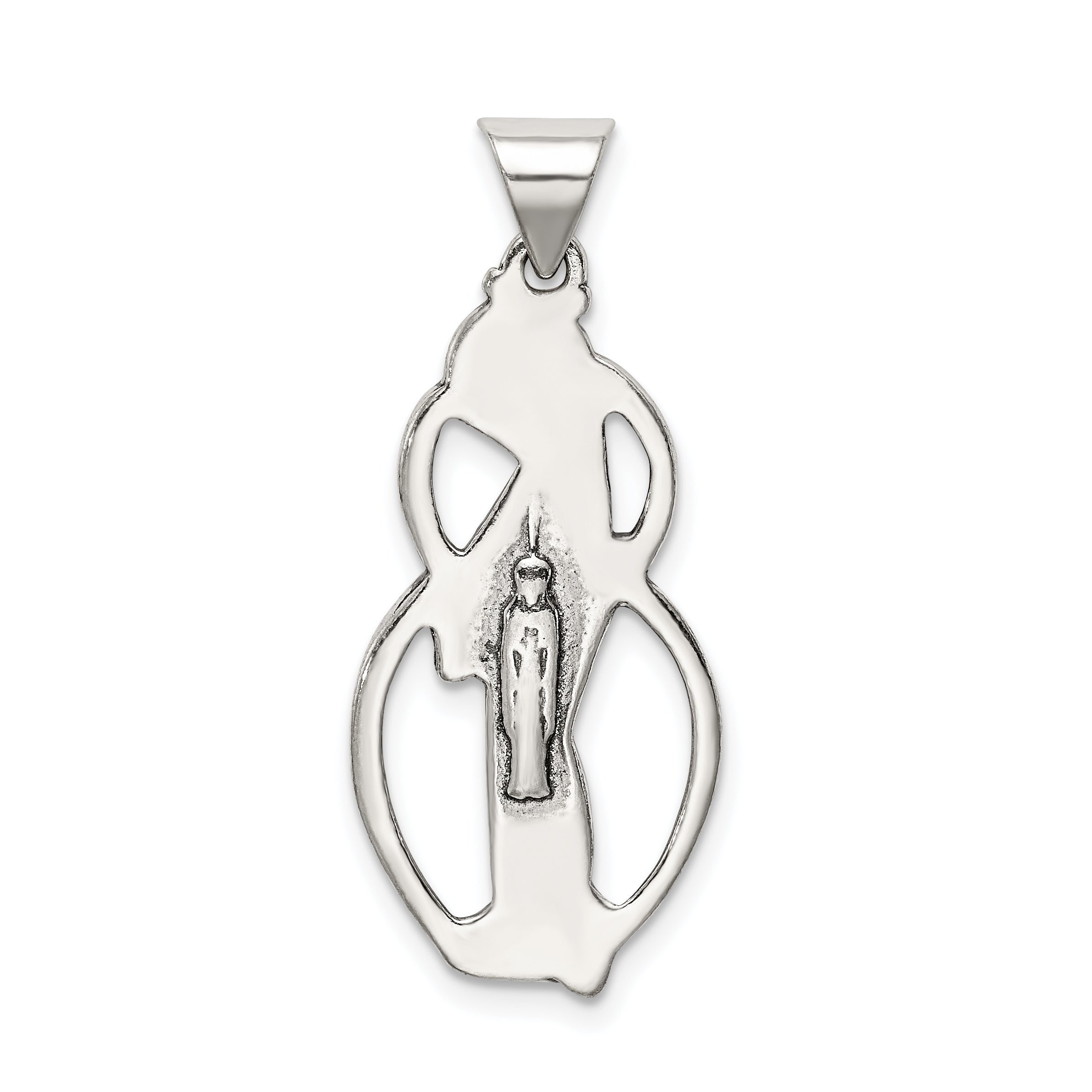 Sterling Silver 925 Blessed Mary Charm with Antiqued Finish Vintage Style