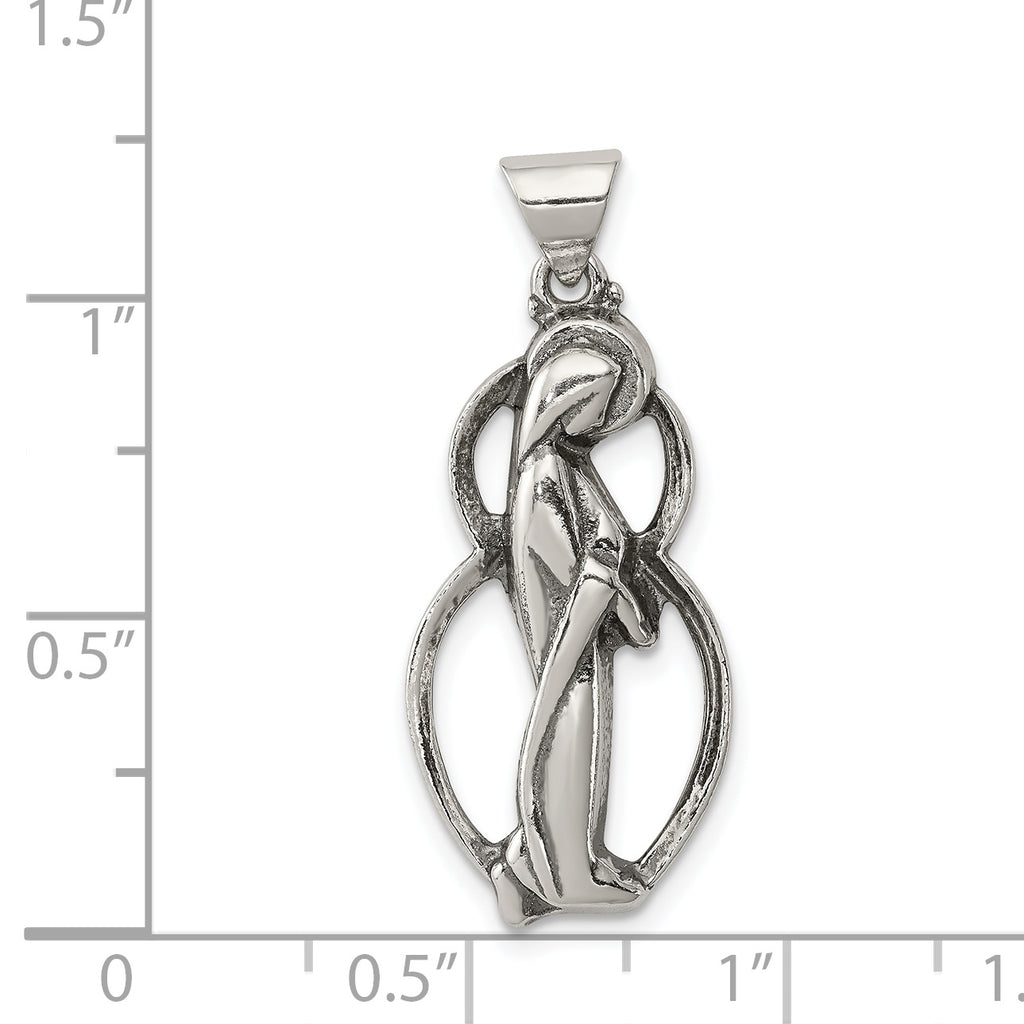 Sterling Silver 925 Blessed Mary Charm with Antiqued Finish Vintage Style