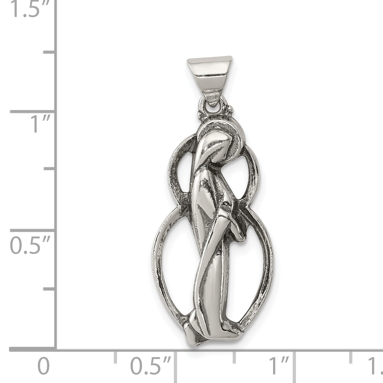 Sterling Silver 925 Blessed Mary Charm with Antiqued Finish Vintage Style