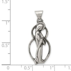 Sterling Silver 925 Blessed Mary Charm with Antiqued Finish Vintage Style