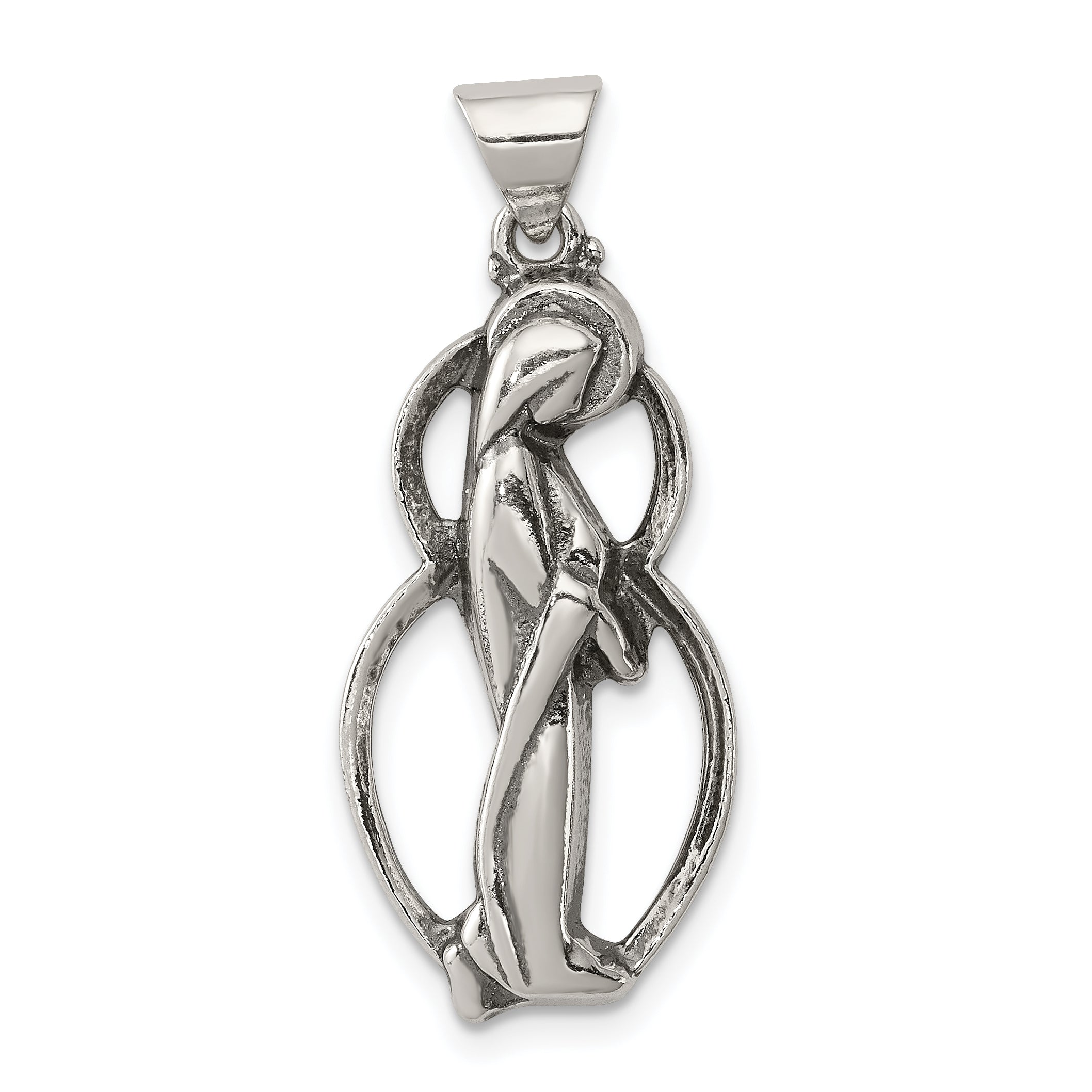 Sterling Silver Antiqued Blessed Mary Charm Main image