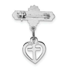 Sterling Silver Unisex Vermeil CroSterling Silver Pin with Rhodium Polished Finish