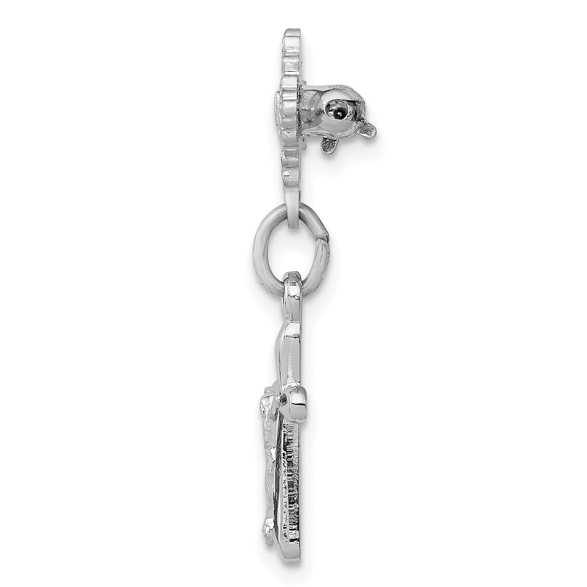 Sterling Silver Rhodium-plated Polished Crucifix Dangle Pin Brooch Main image