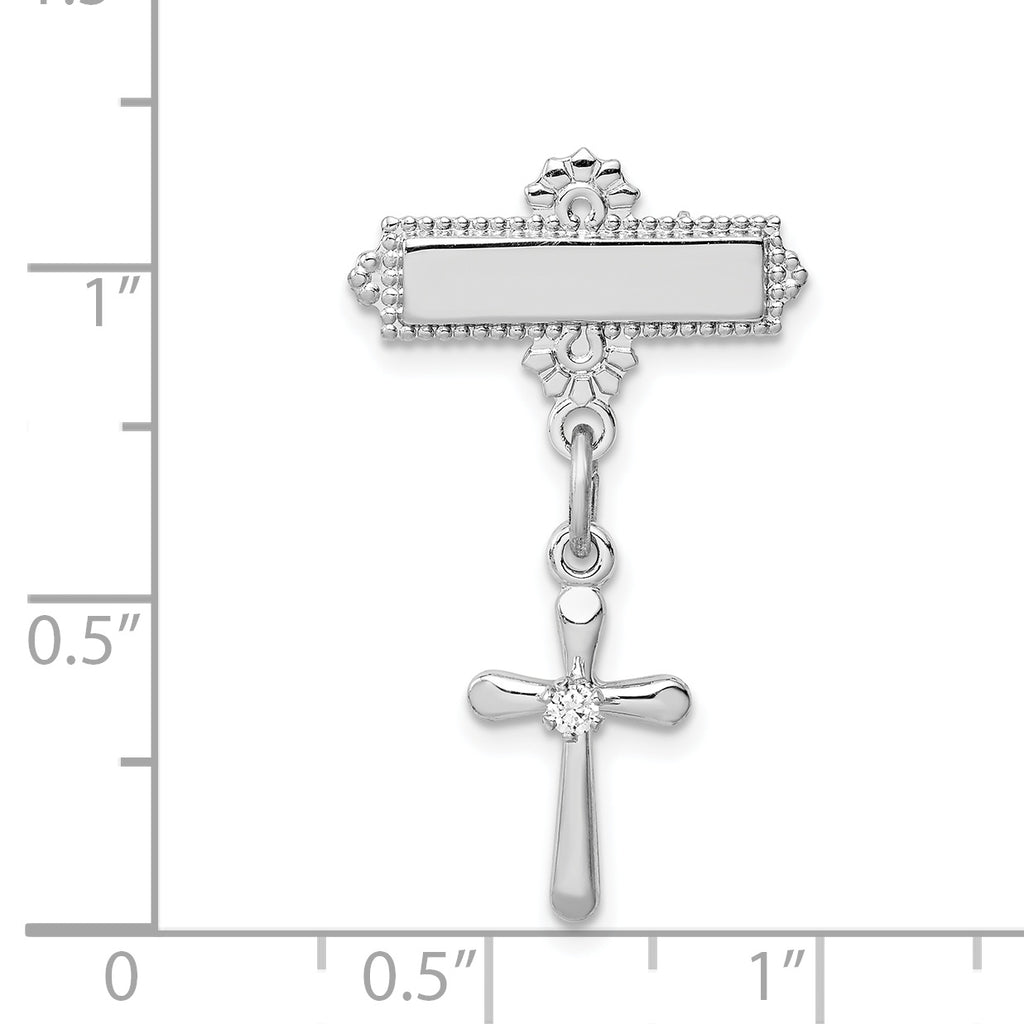 Sophia Jewelers Unisex Sterling Silver CZ CroSterling Silver Dangle Brooch with Rhodium Finish