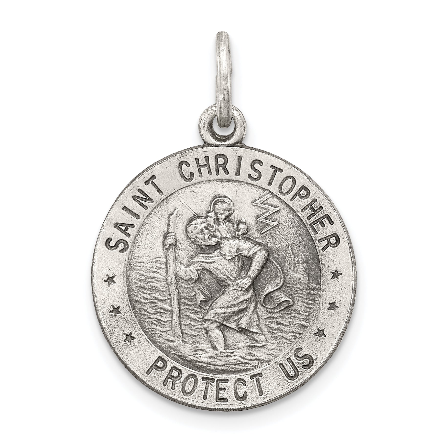 Sterling Silver Antiqued St. Christopher Medal Main image