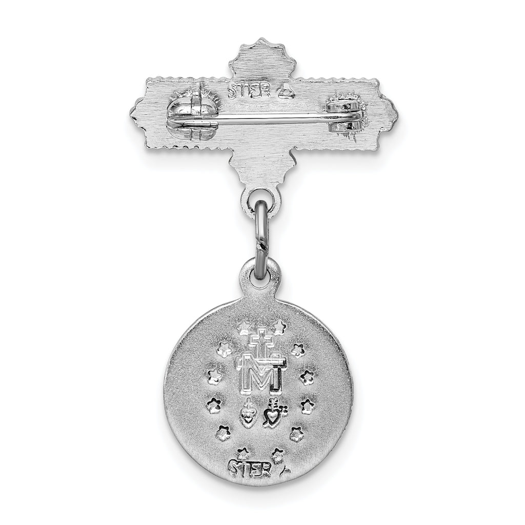 Sophia Jewelers Sterling Silver Rhodium-Plated Miraculous Medal Unisex Pin
