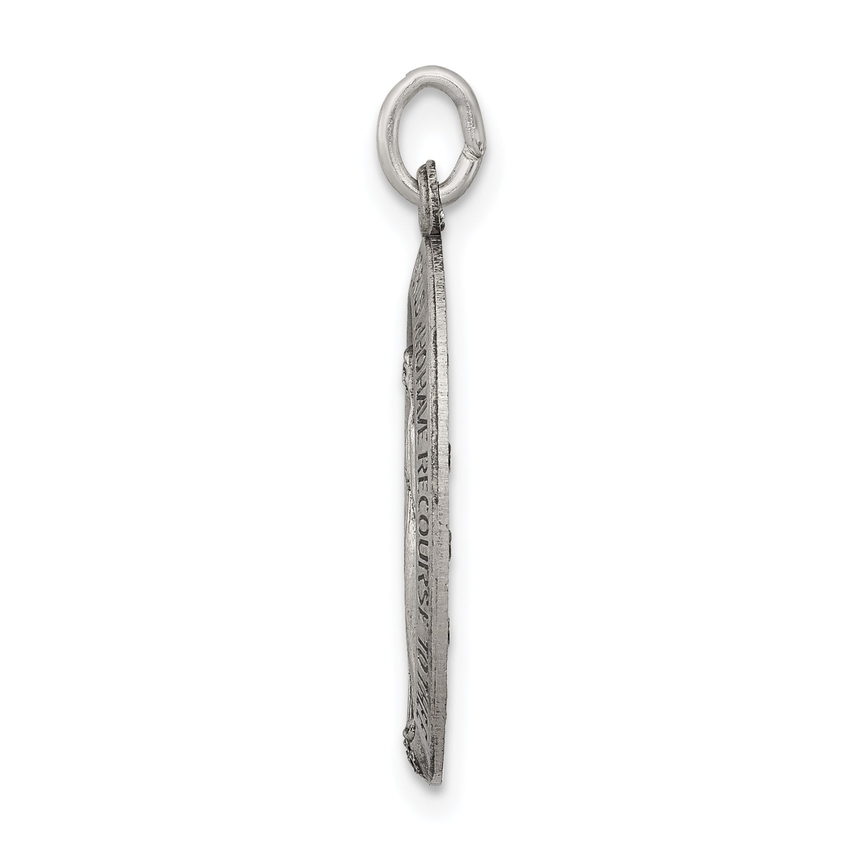 Sterling Silver 925 Miraculous Medal Pendant with Antiqued Finish