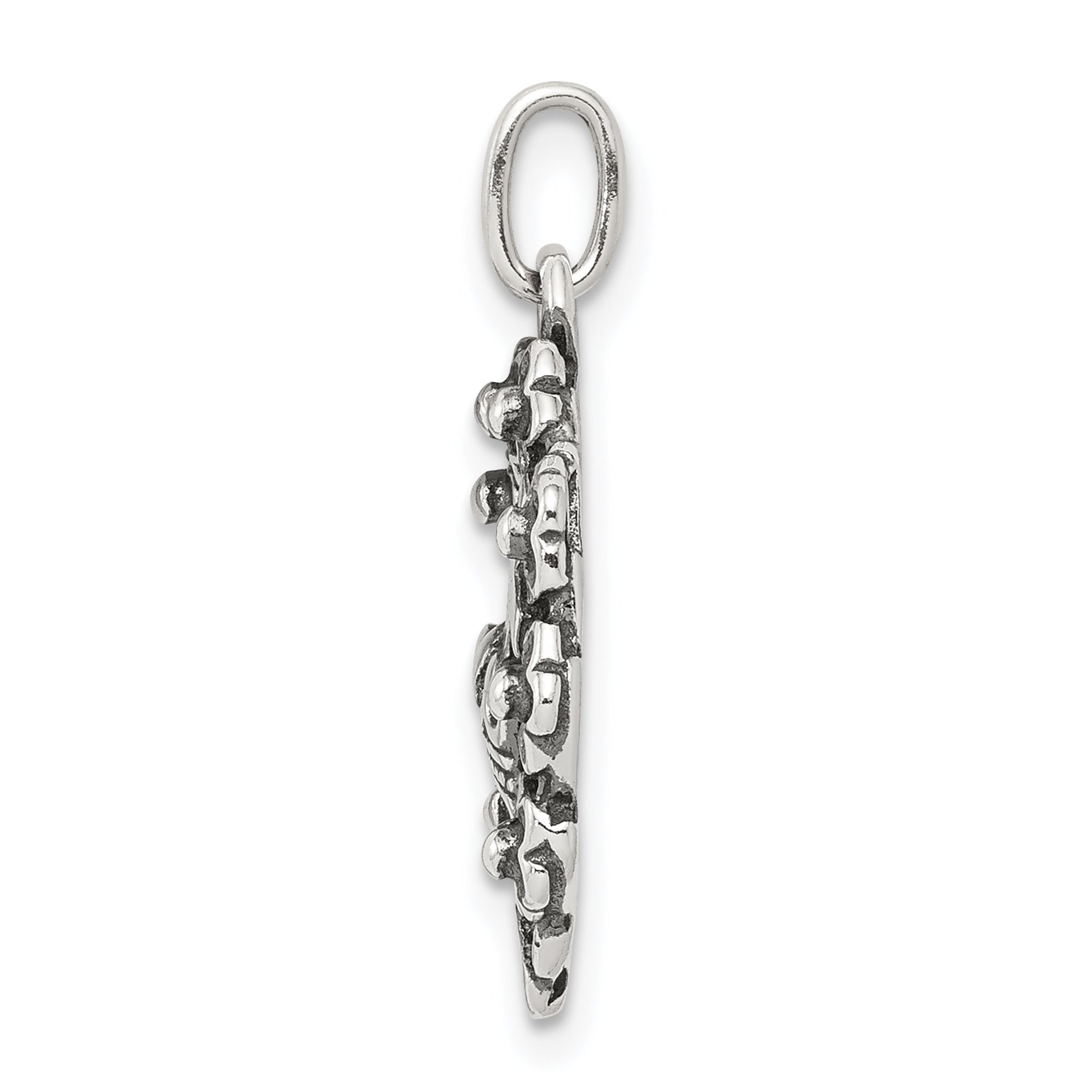Sterling Silver 925 Antiqued Cross Pendant with Crown & Wreath Design Secondary image