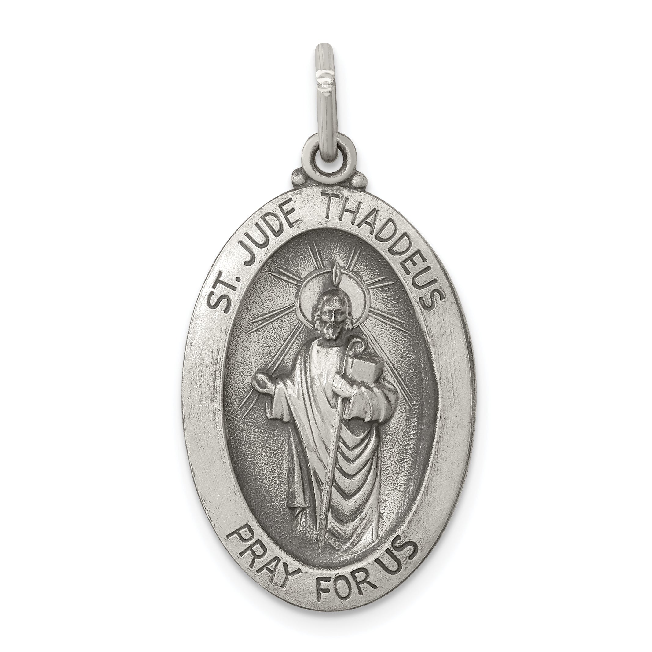 Sterling Silver Antiqued Saint Jude Thaddeus Medal Main image