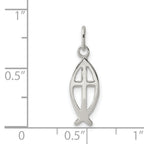 Sterling Silver 925 Ichthus Fish Cross Charm with Polished Anti-Tarnish Finish