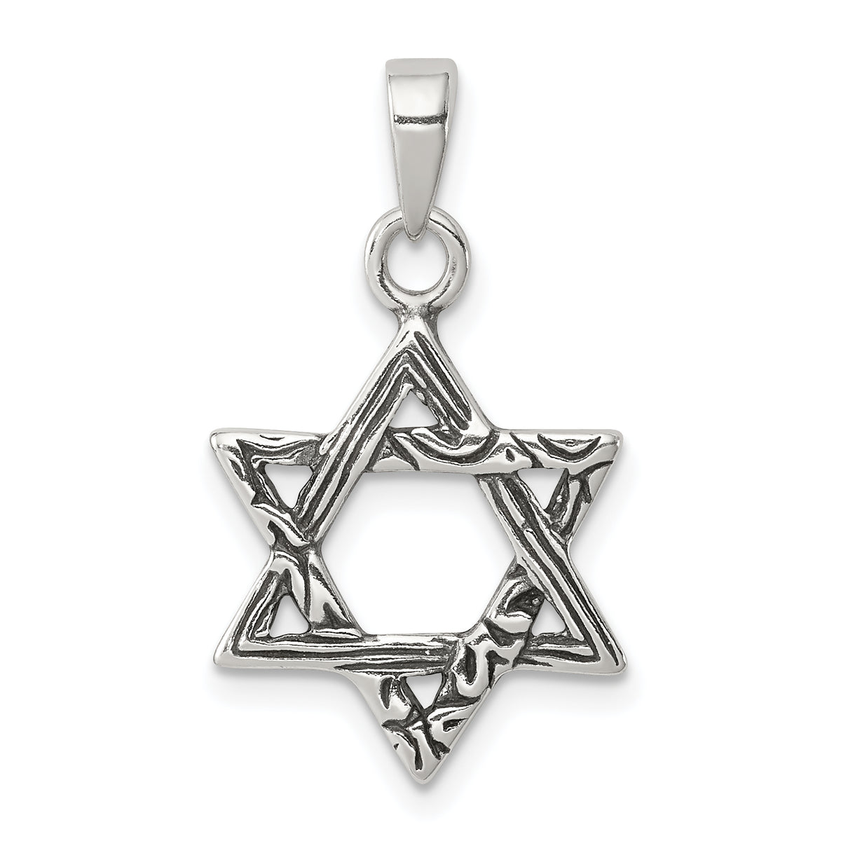 Sterling Silver Antiqued Star of David Charm