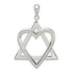 Sterling Silver Star of David Heart Pendant