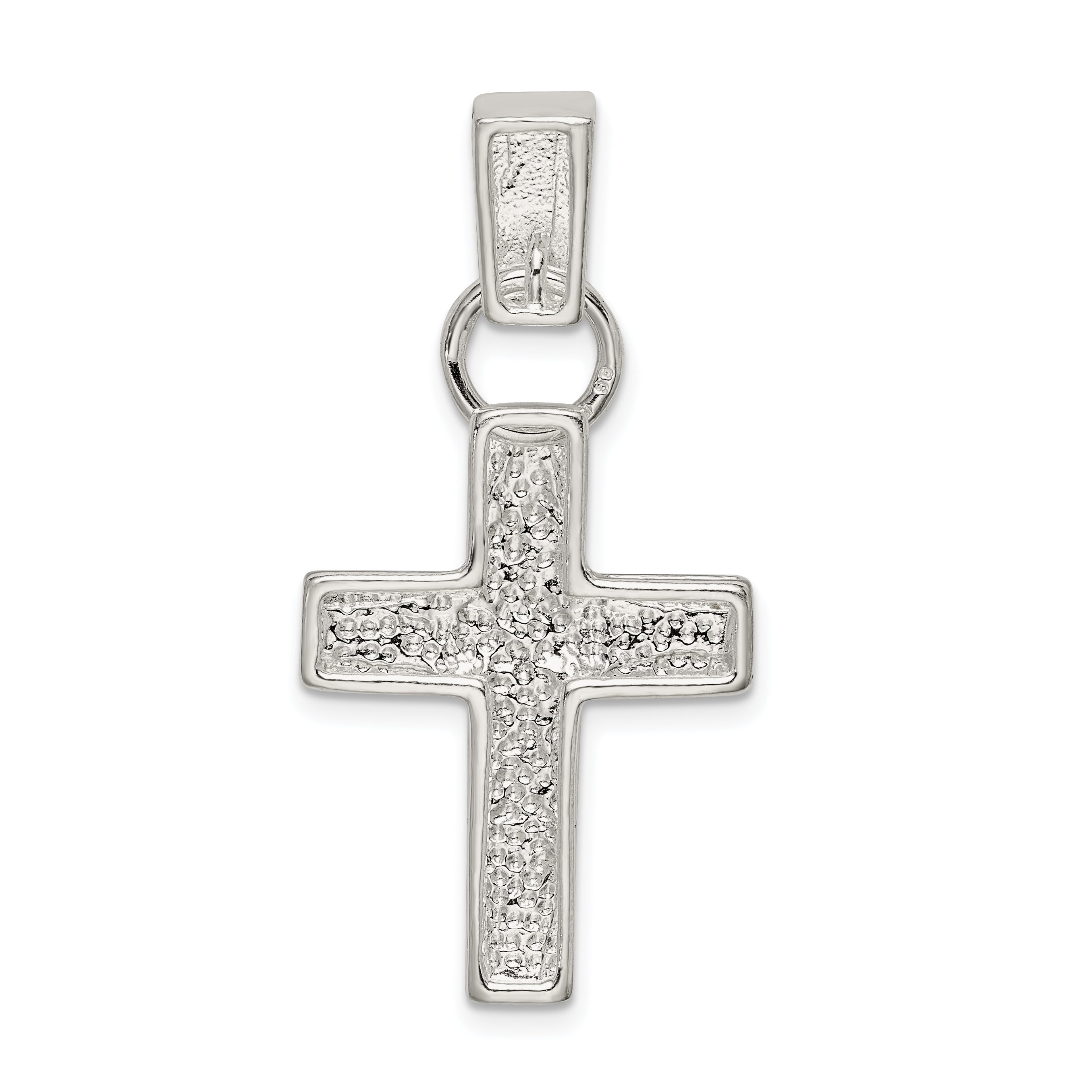 Sterling Silver 925 Hammered Latin Cross Pendant with Polished Finish