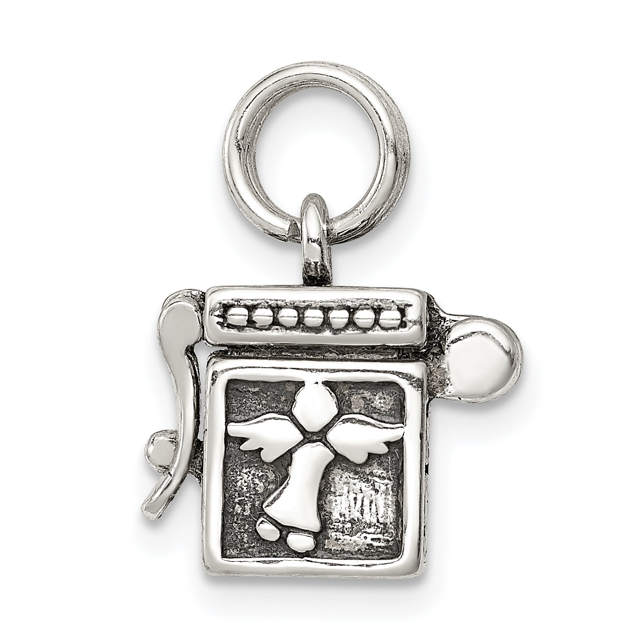 Sterling Silver Antiqued Angel Prayer Box Charm Main image