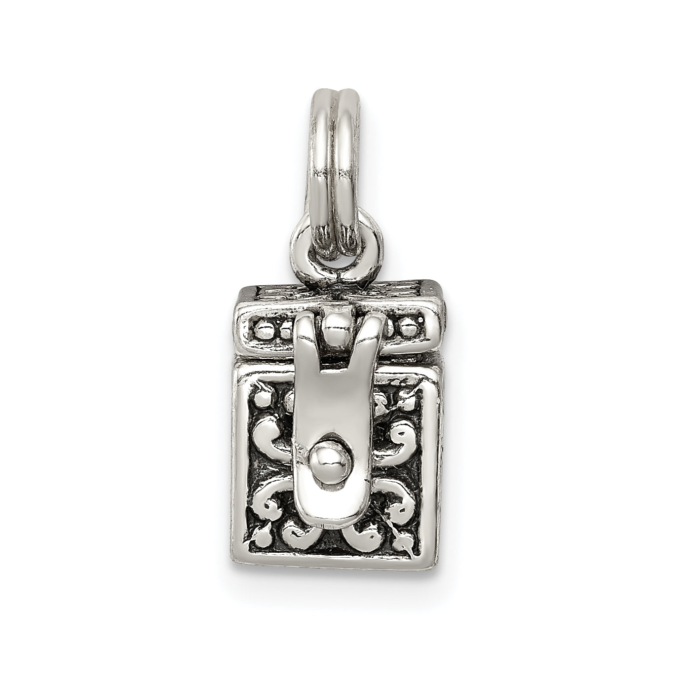 Sterling Silver Antiqued Angel Prayer Box Charm Secondary image